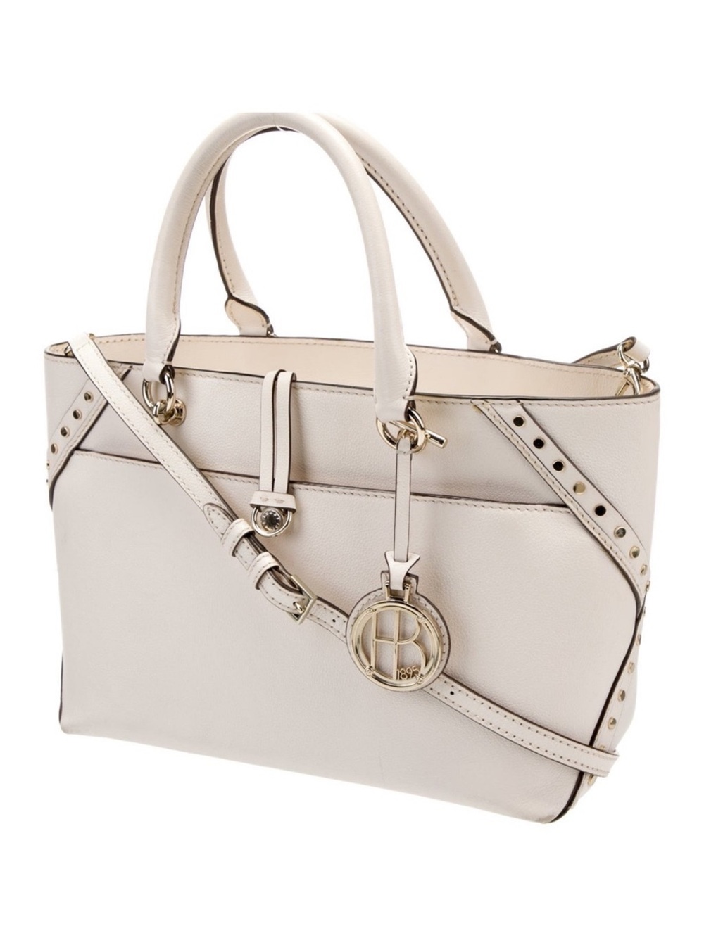 Henri Bendel Atrium Cream Leather Satchel/Crossbody Bag w/Gold-tone Hardware EUC